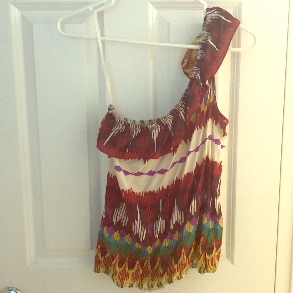 NEW!One shoulder multi colored top: Youth size.